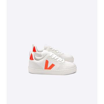 Veja V-10 MALHA BRANCO ALUMINIO Kids' Shoes White/Orange | CA 795BEX